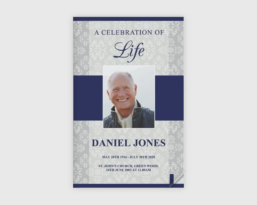 8 Page Classic Damask Funeral Program Template