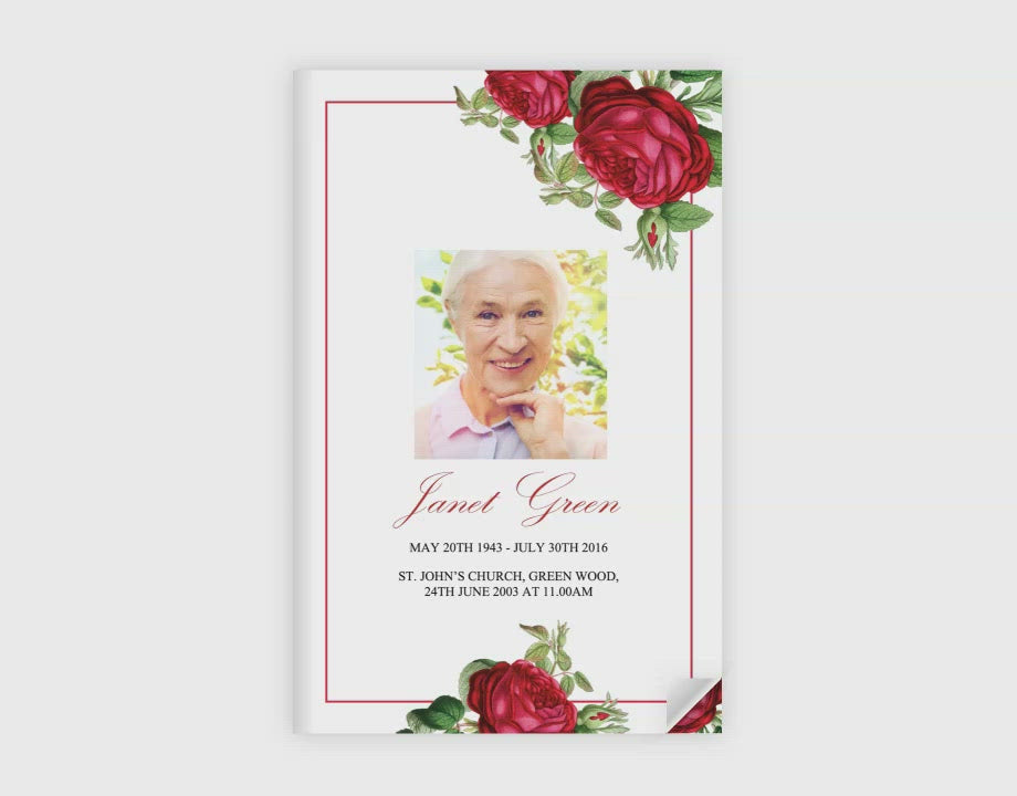 Rose Garden Funeral Program Template Funeral Templates