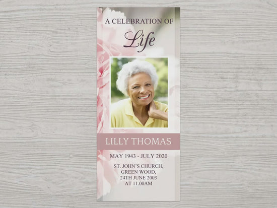 11x17 Trifold Pink Carnations Funeral Program Template