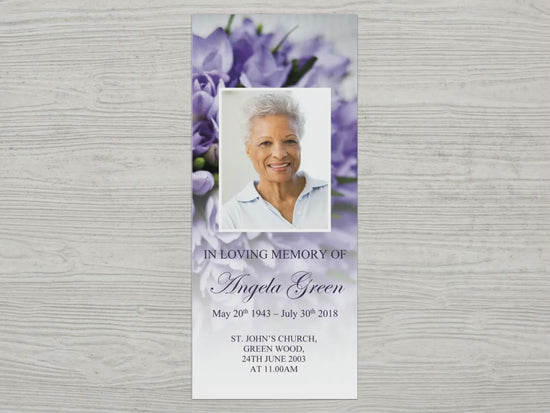 11x17 Trifold Purple Bouquet Funeral Program Template