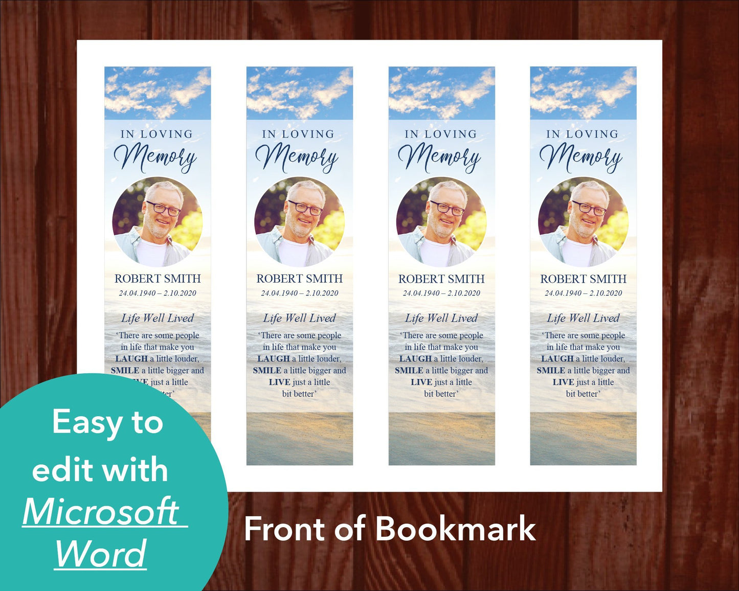 Beach Funeral Bookmark