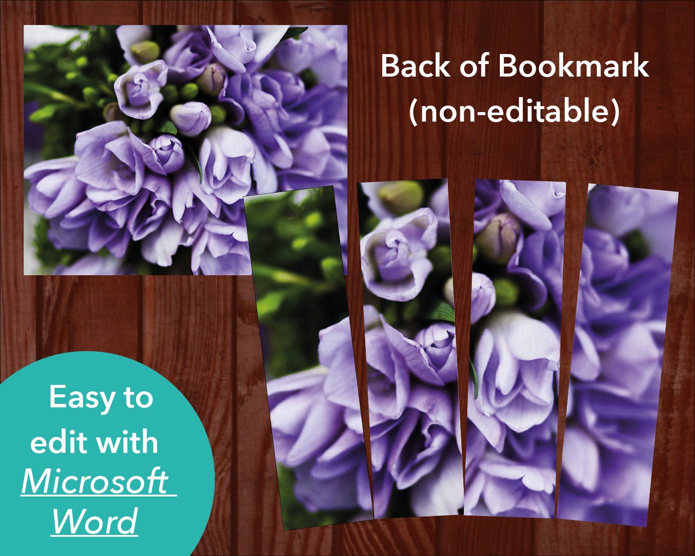 Purple Bouquet Funeral Bookmark