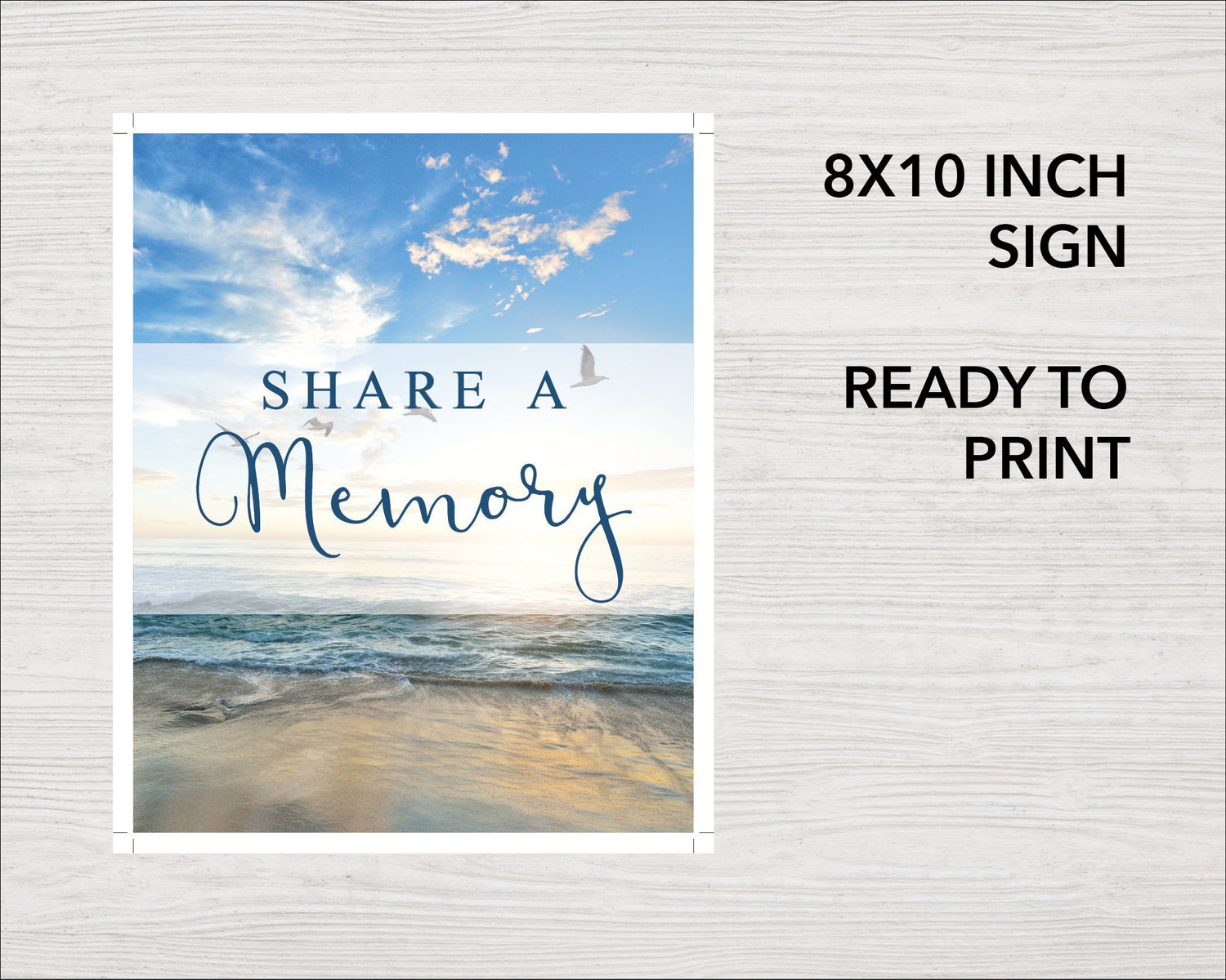 Beach Share a Memory Sign and Cards