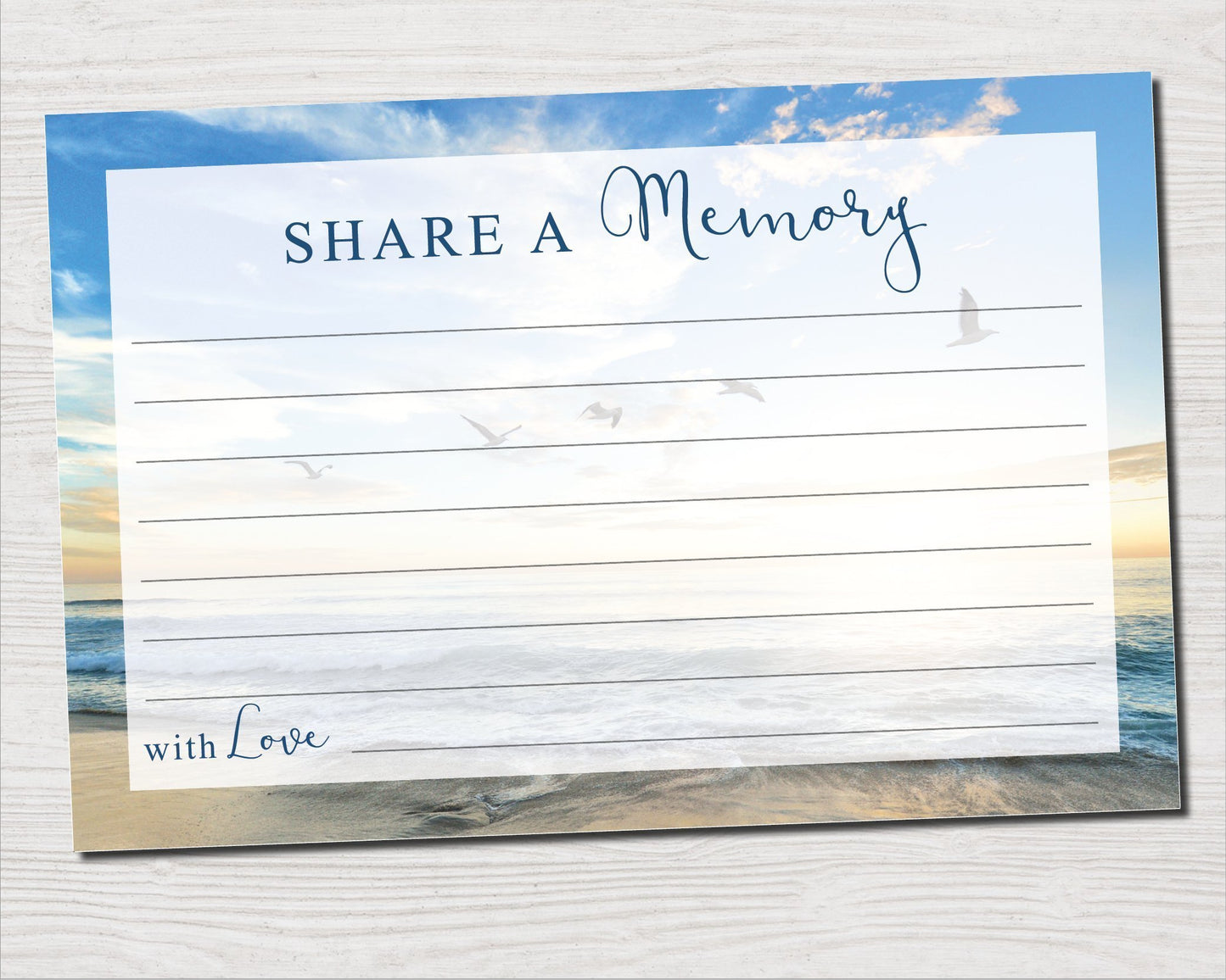 Beach Share a Memory Sign and Cards