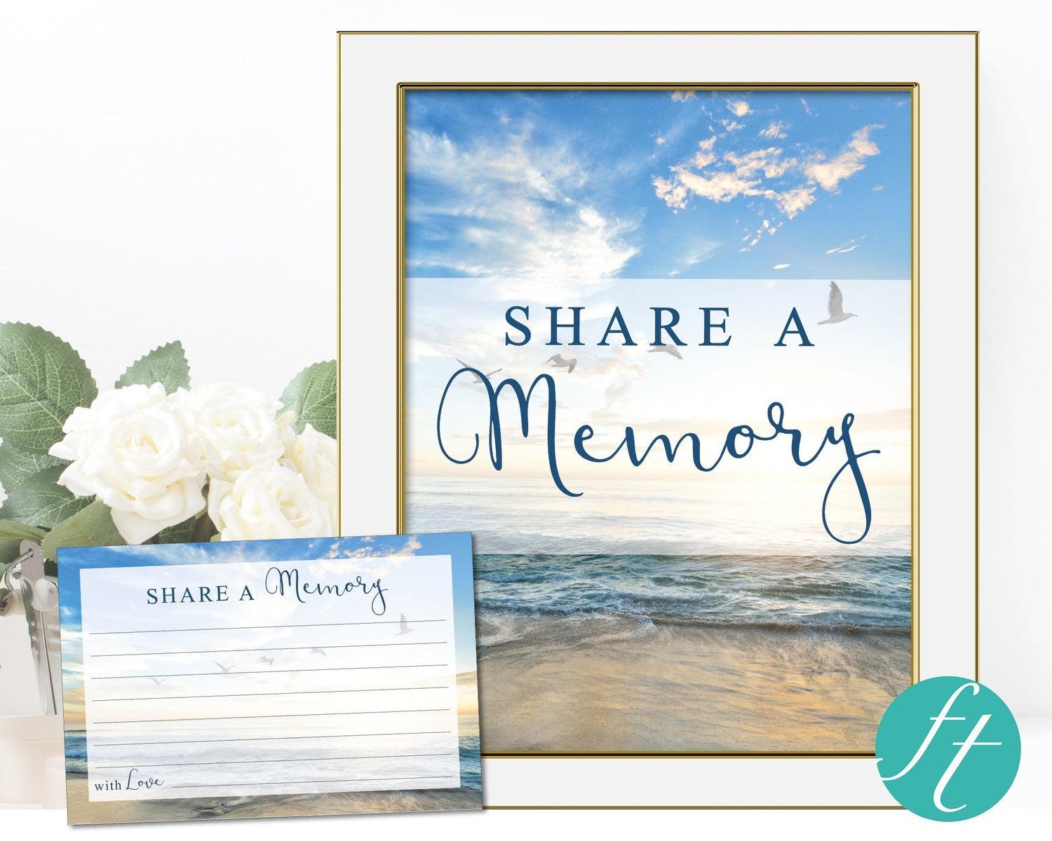 Beach Share a Memory Sign and Cards