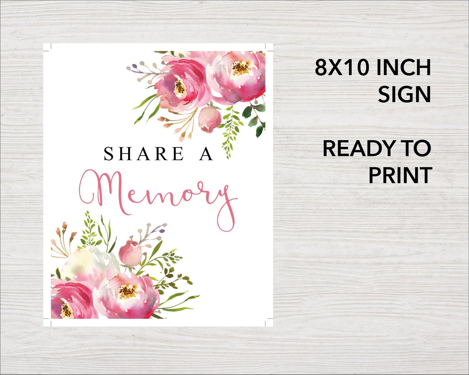 Floral Burst Share a Memory Sign and Cards