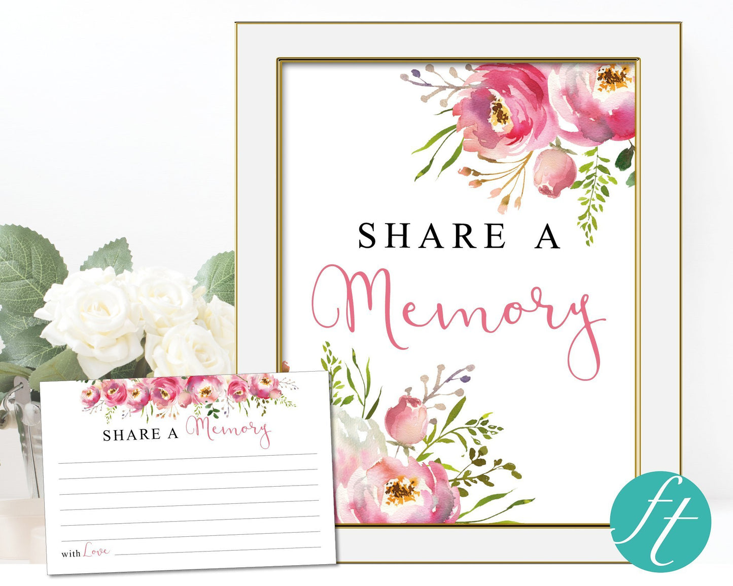 Floral Burst Share a Memory Sign and Cards