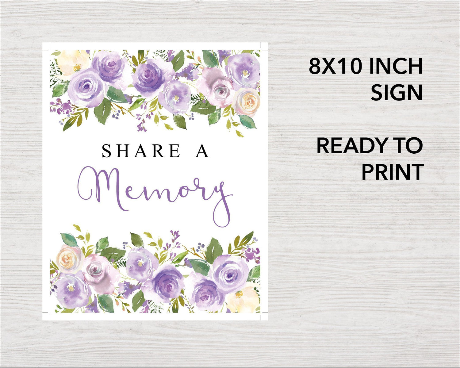 Lilac Bouquet Share a Memory Sign and Cards