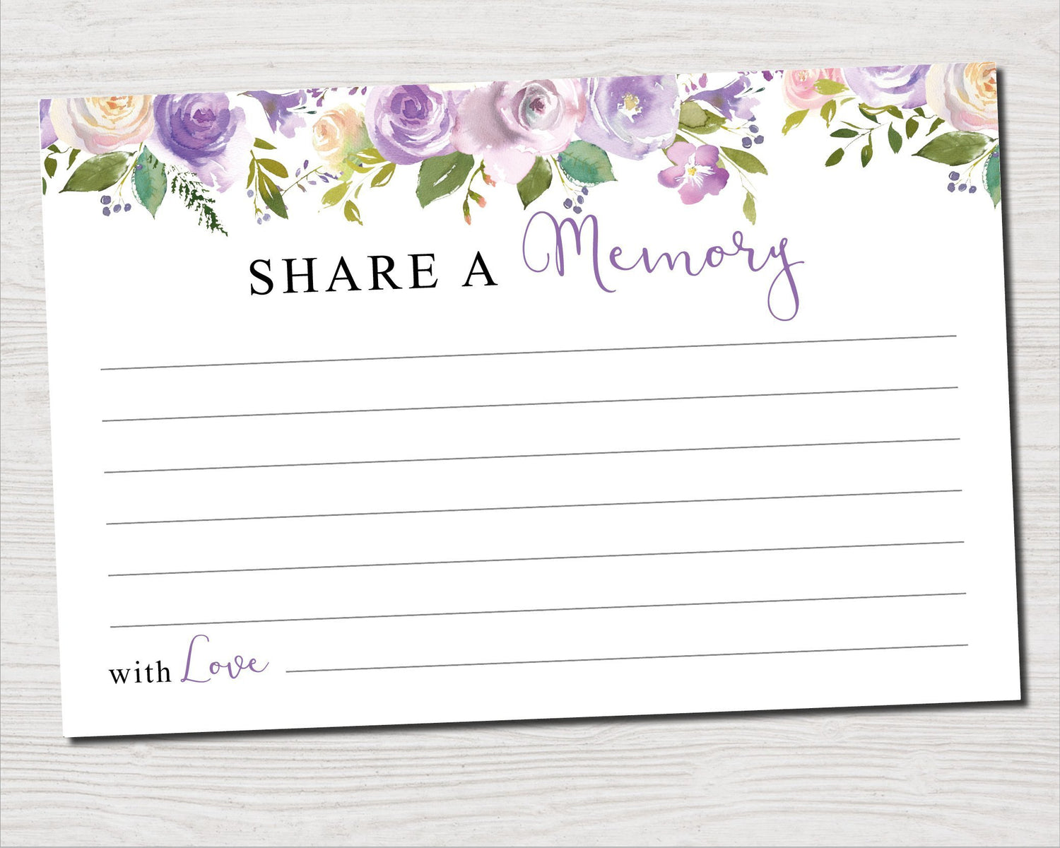 Lilac Bouquet Share a Memory Sign and Cards