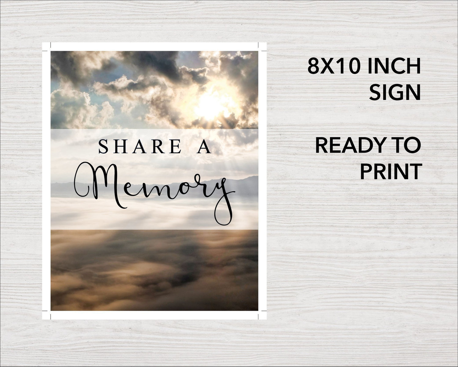 Mountain Top Share a Memory Sign and Cards