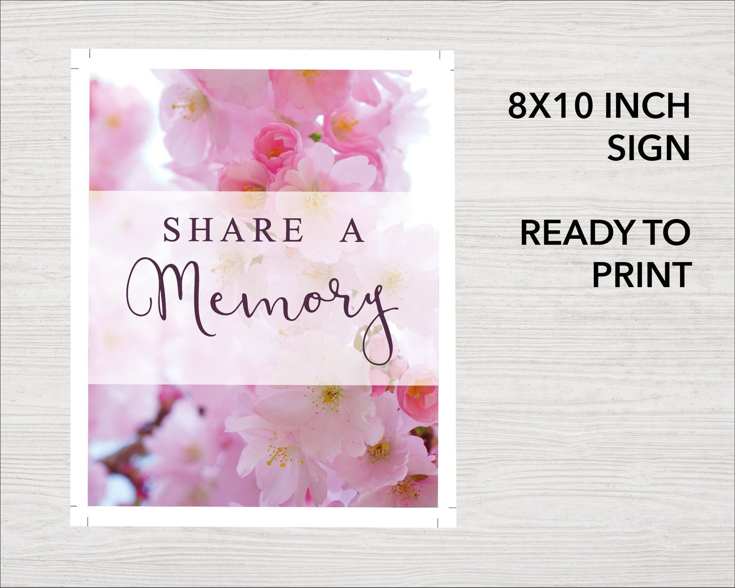 Pink Blossom Share a Memory Sign and Cards