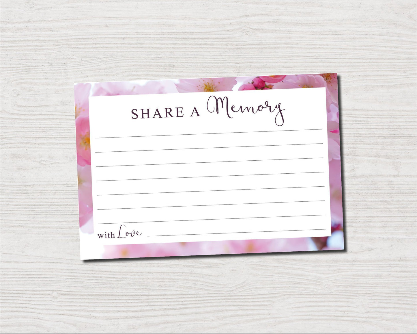 Pink Blossom Share a Memory Sign and Cards