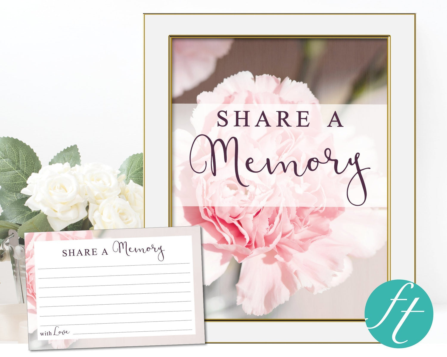 Share a Memory Sign and Cards | Pink Carnations – Funeral Templates share-a-memory-sign-and-cards-pink-carnations-funeral-templates