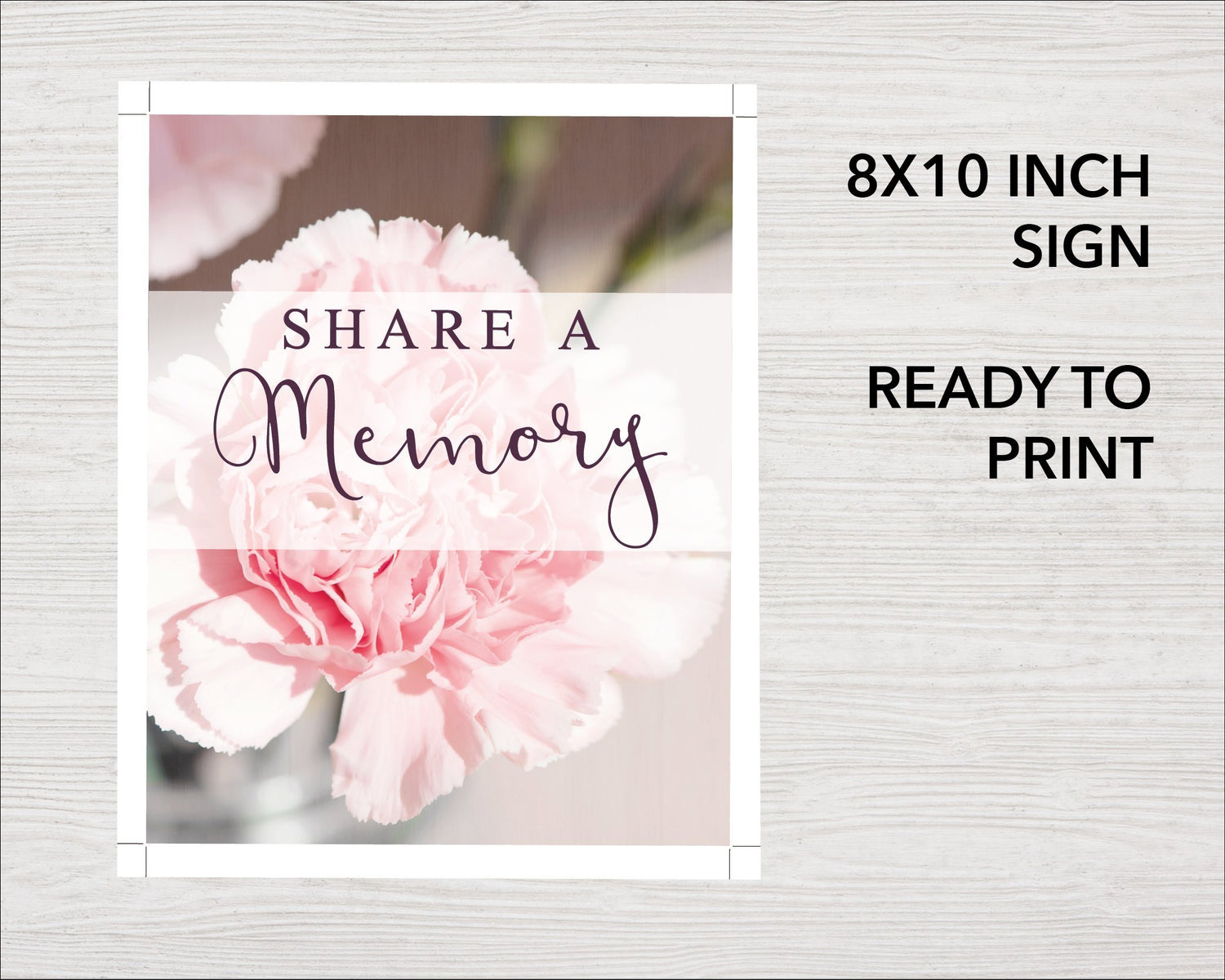 Pink Carnations Share a Memory Sign and Cards