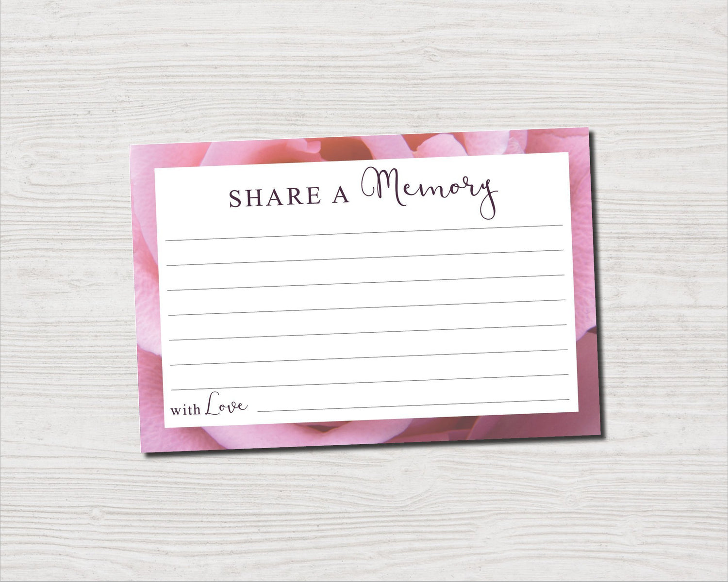 Pink Rose Share a Memory Sign and Cards