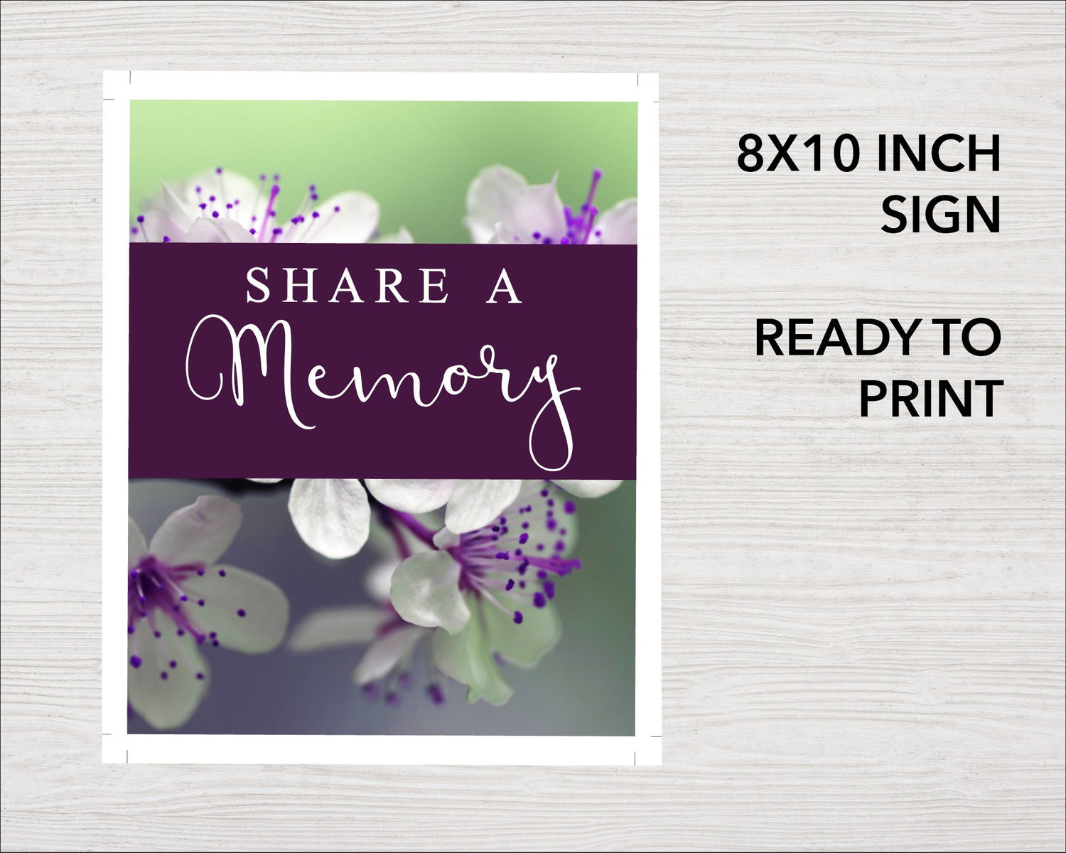 Purple Blossom Share a Memory Sign and Cards