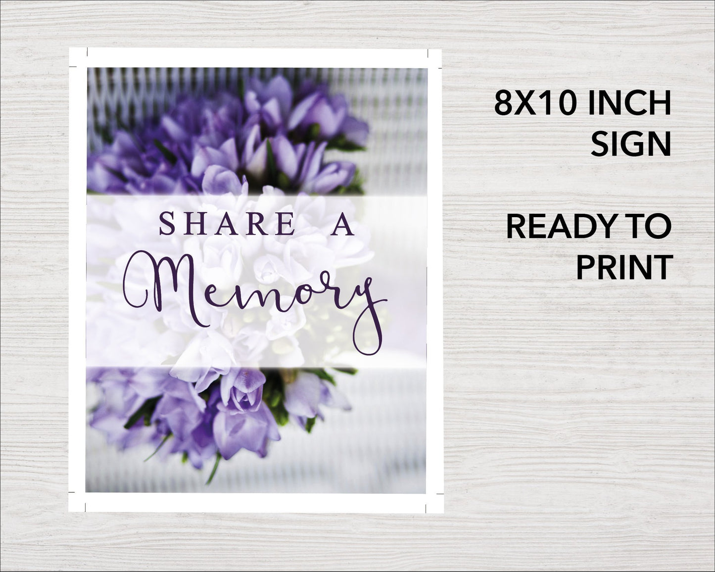 Purple Bouquet Share a Memory Sign and Cards