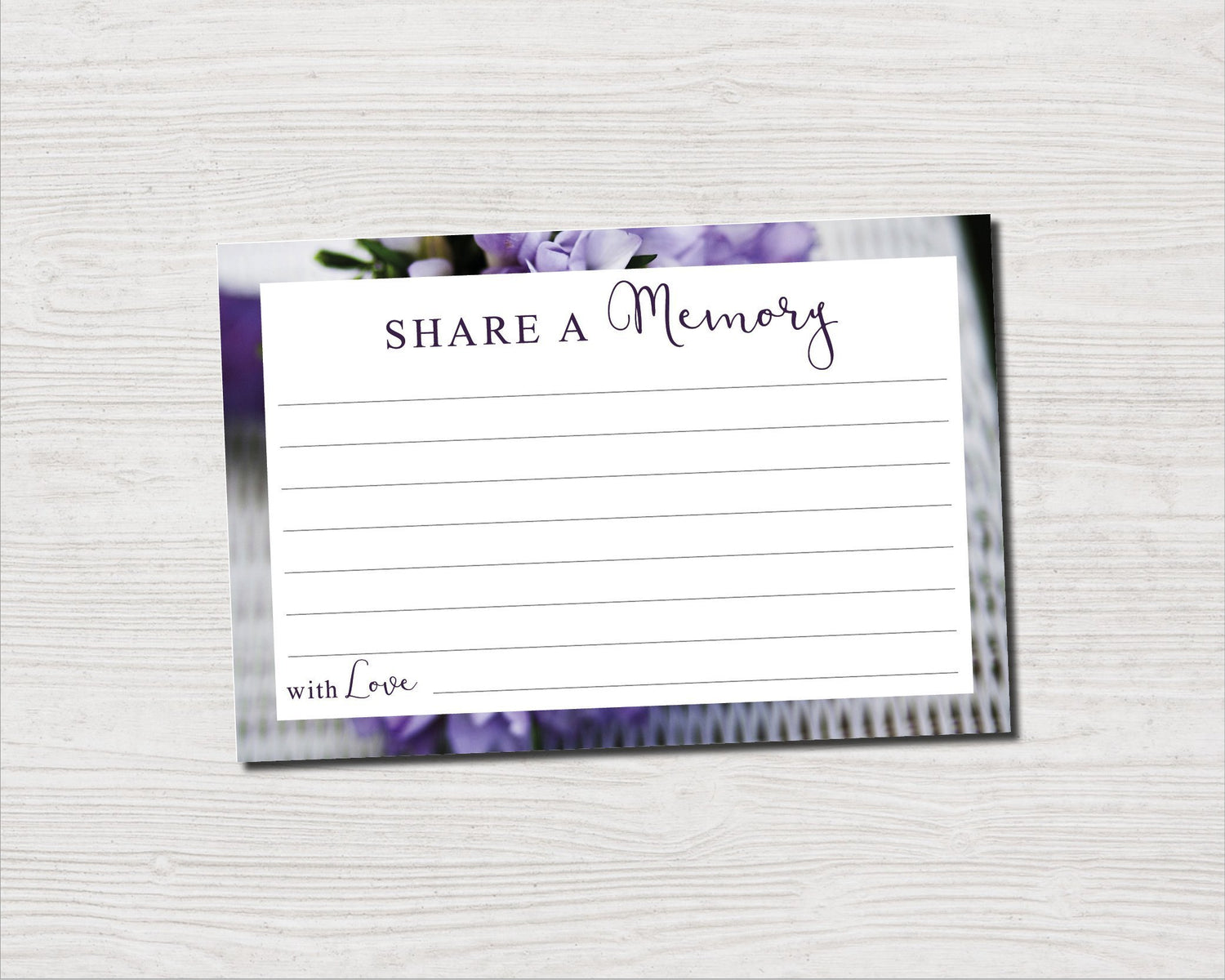 Purple Bouquet Share a Memory Sign and Cards