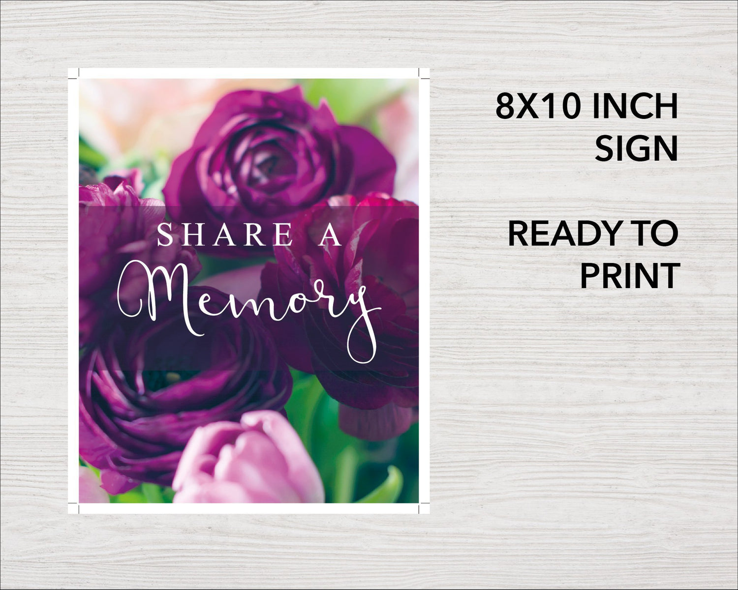 Purple Peonies Share a Memory Sign and Cards