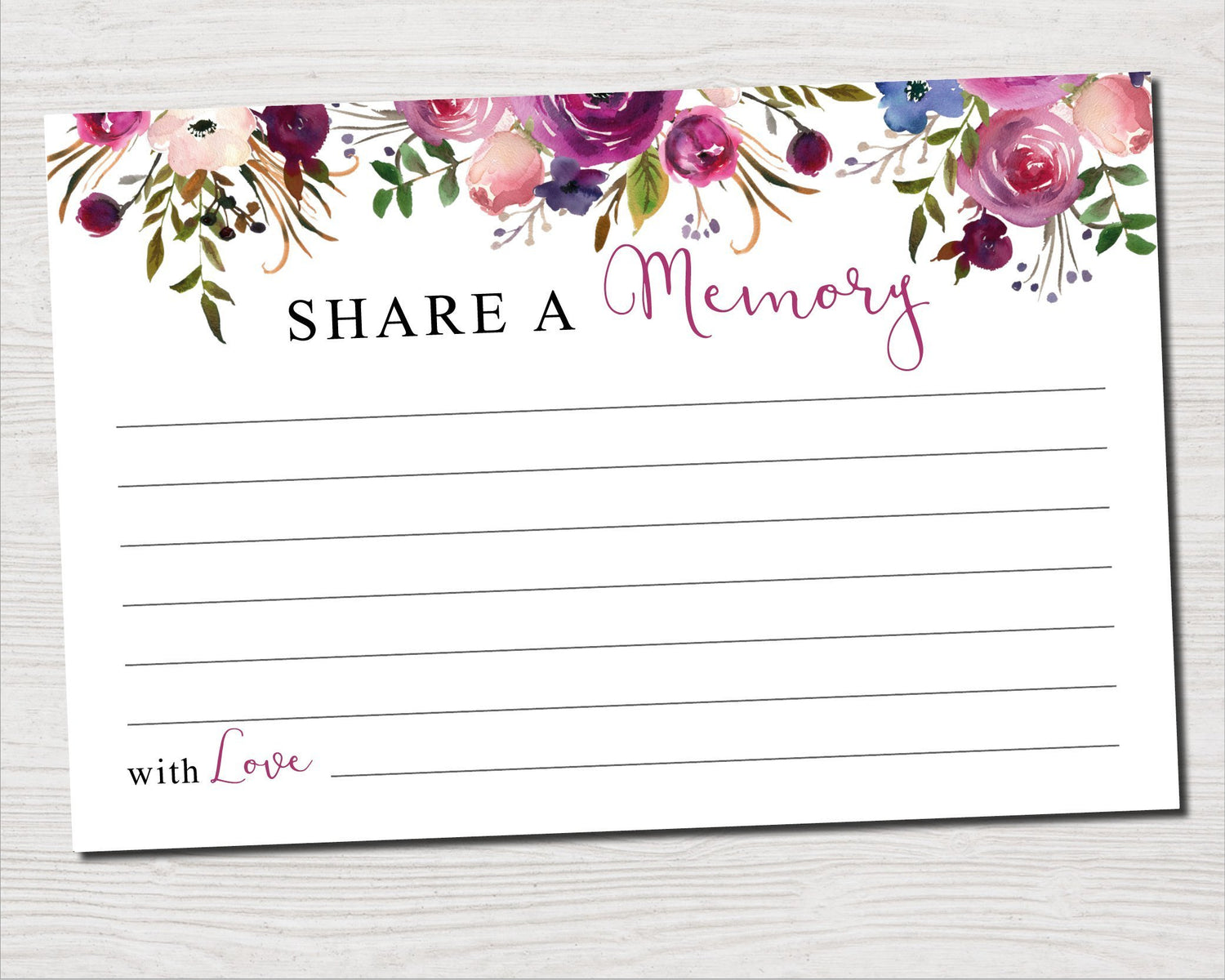 print-ready-purple-rose-memory-sign-cards-for-sharing for Free Printable Memory Cards For Funeral Print-Ready Purple Rose Memory Sign & Cards for Sharing for Free Printable Memory Cards For Funeral