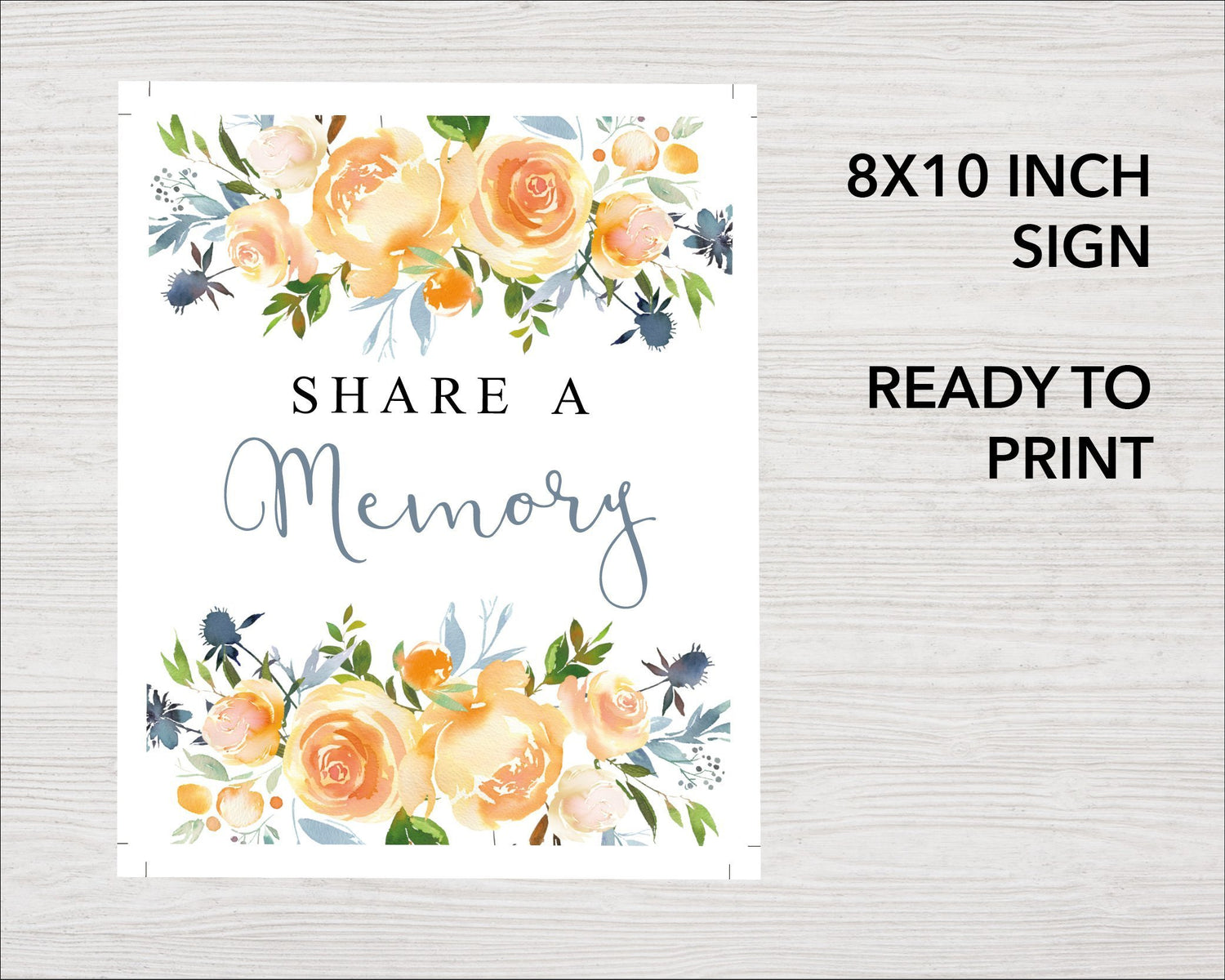 Yellow Rose Share a Memory Sign and Cards
