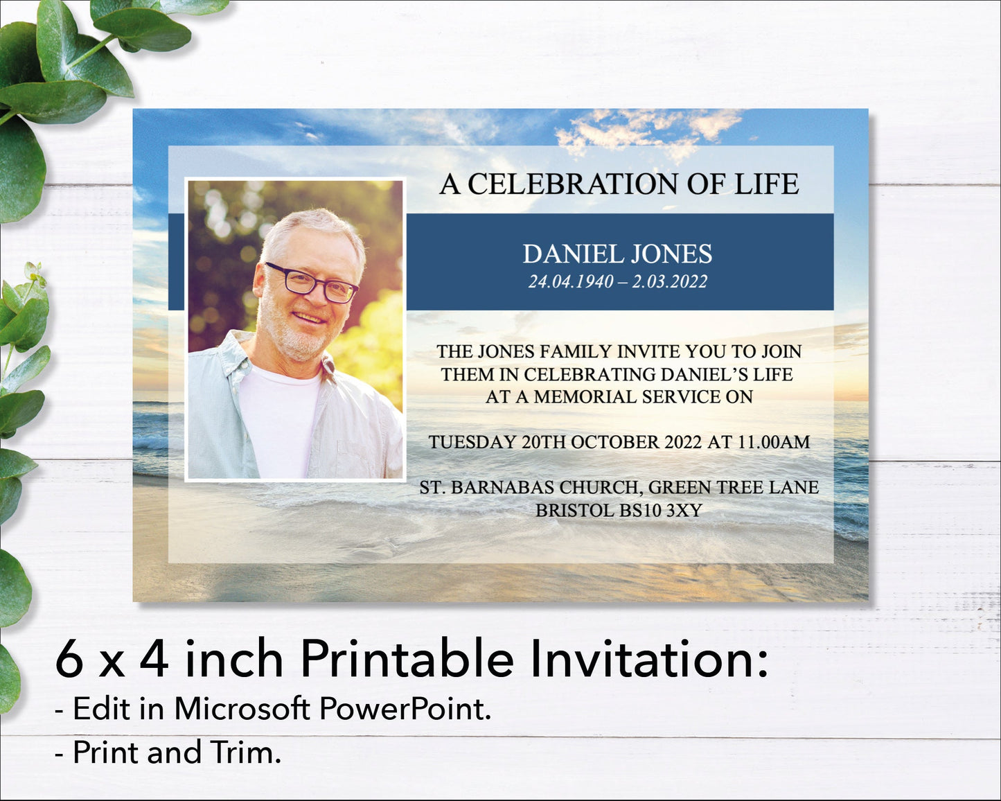 Beach Funeral e-Invite & Invitation Card