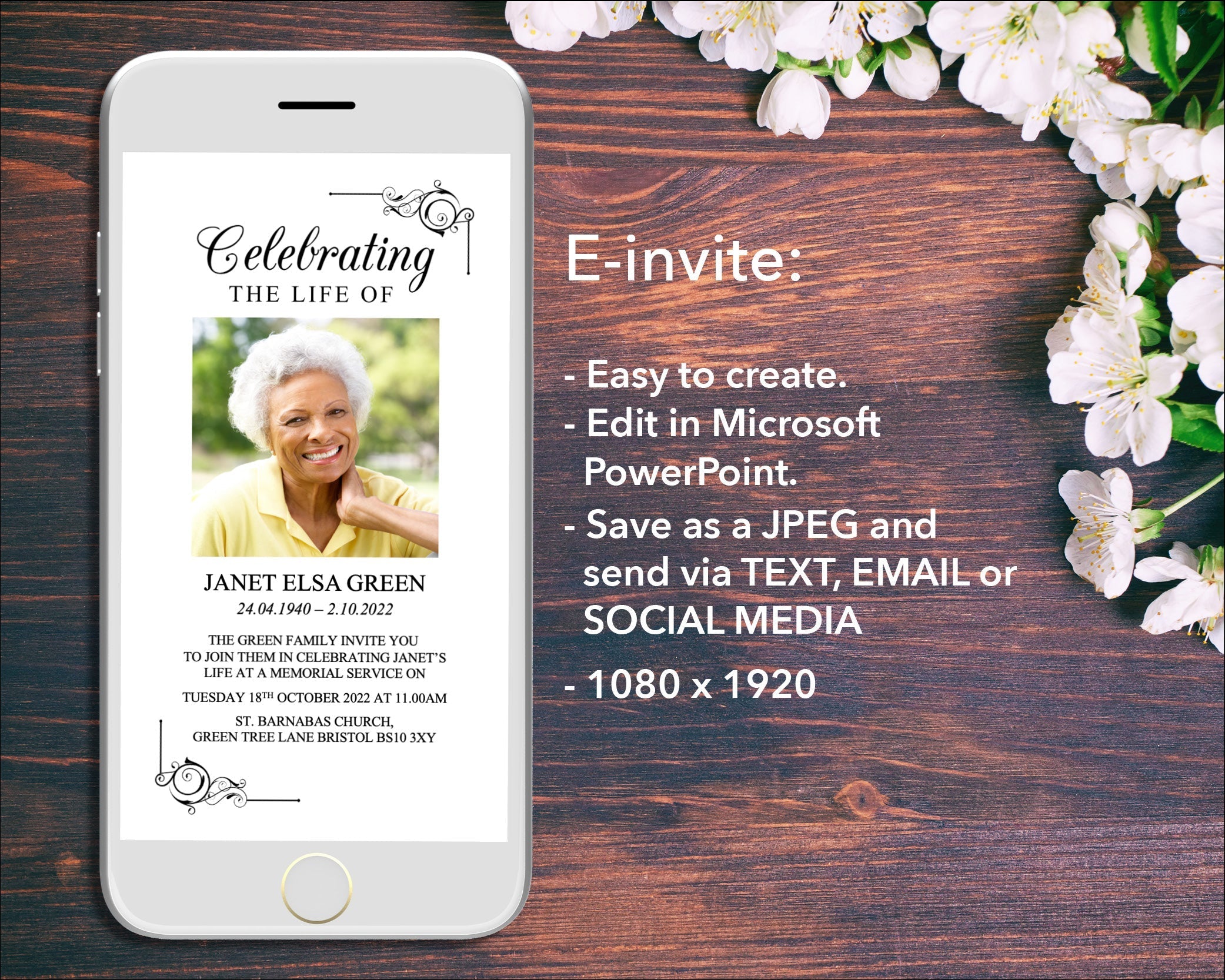 Last Rites Invitation Black Ornate Funeral e-Invite & Invitation Card – Funeral Templates