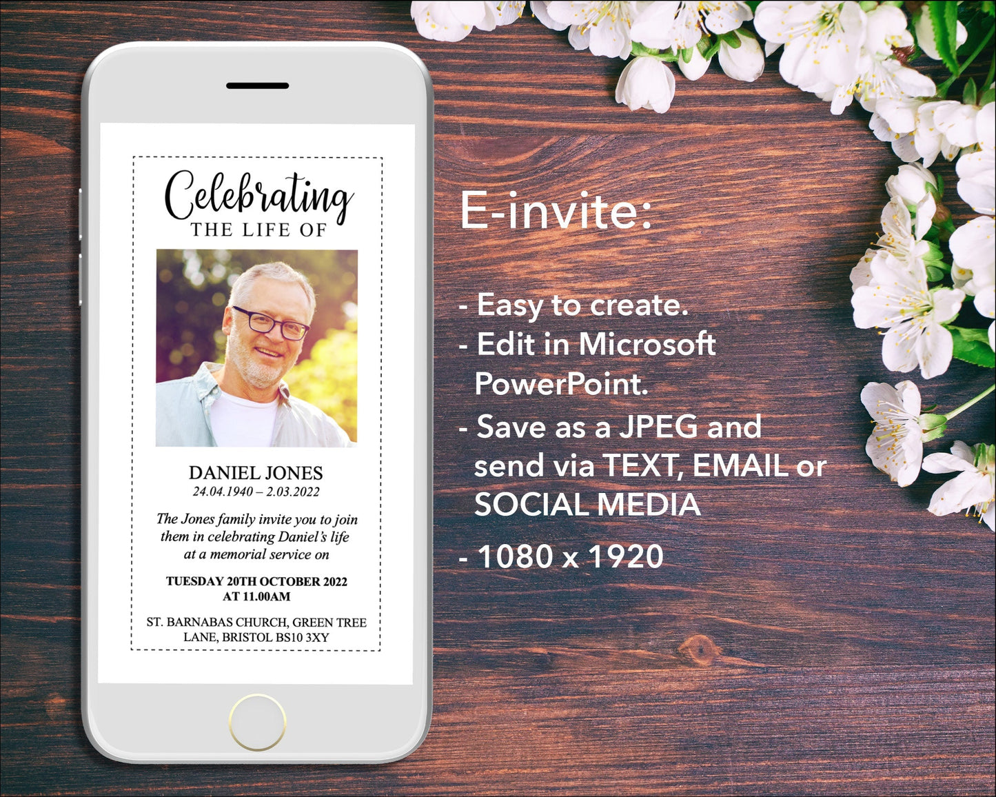 Classic Funeral e-Invite & Invitation Card