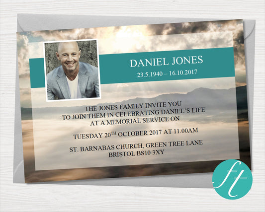 Mountain Top Funeral Invitation Card