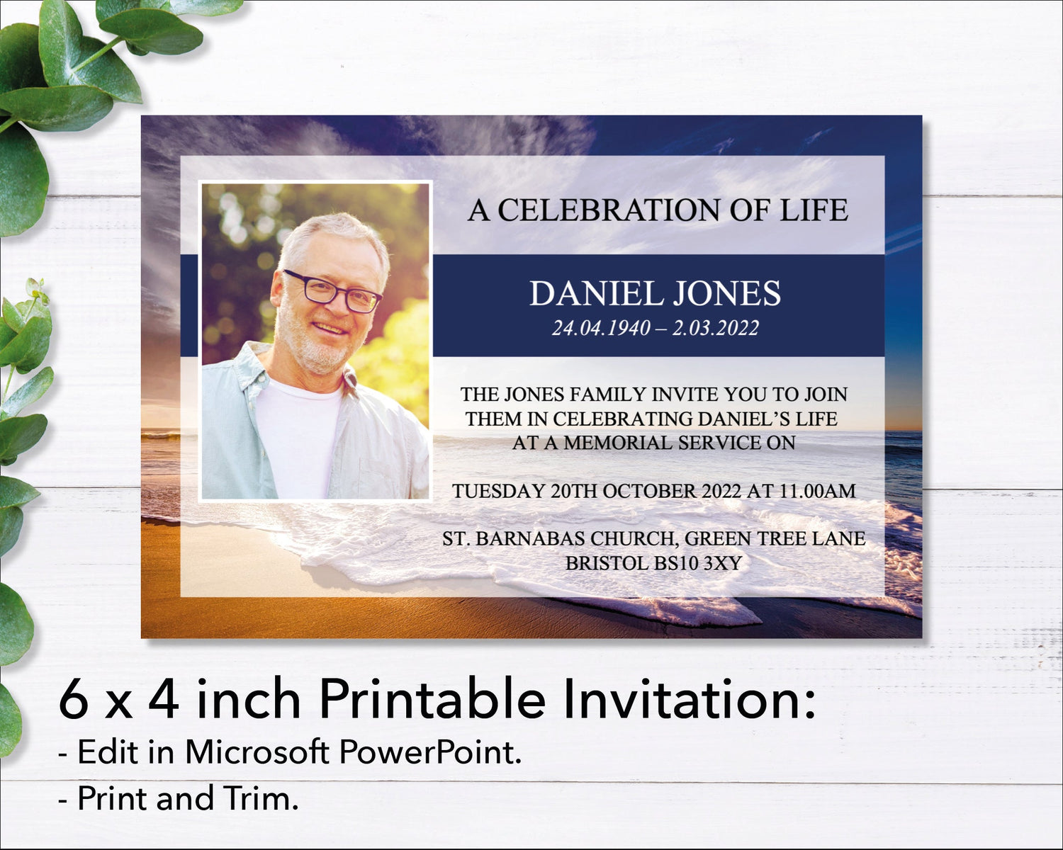 Waves Funeral e-Invite & Invitation Card