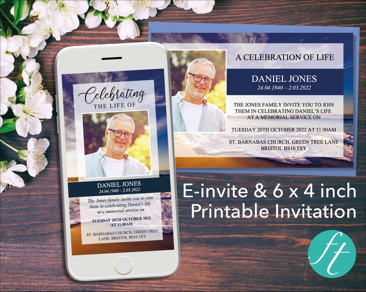 Waves Funeral e-Invite & Invitation Card