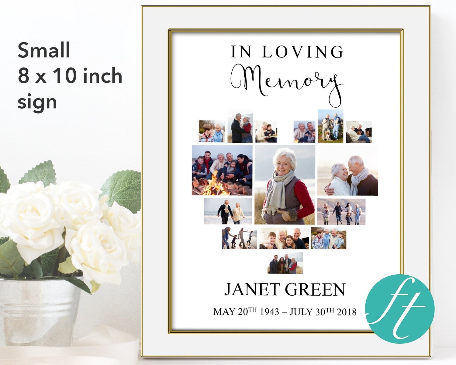 Heart Photo Collage Funeral Welcome Sign