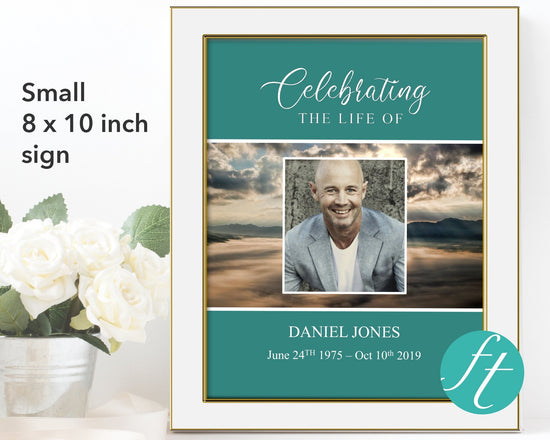 Funeral Welcome Sign for Men with Mountain Top Design – Funeral Templates