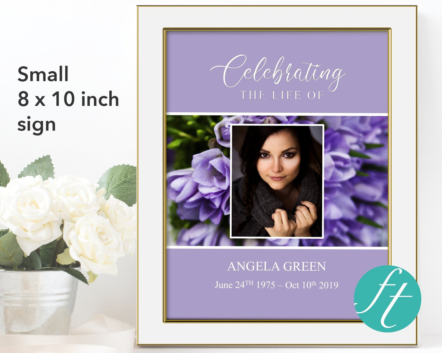 Purple Bouquet Funeral Welcome Sign