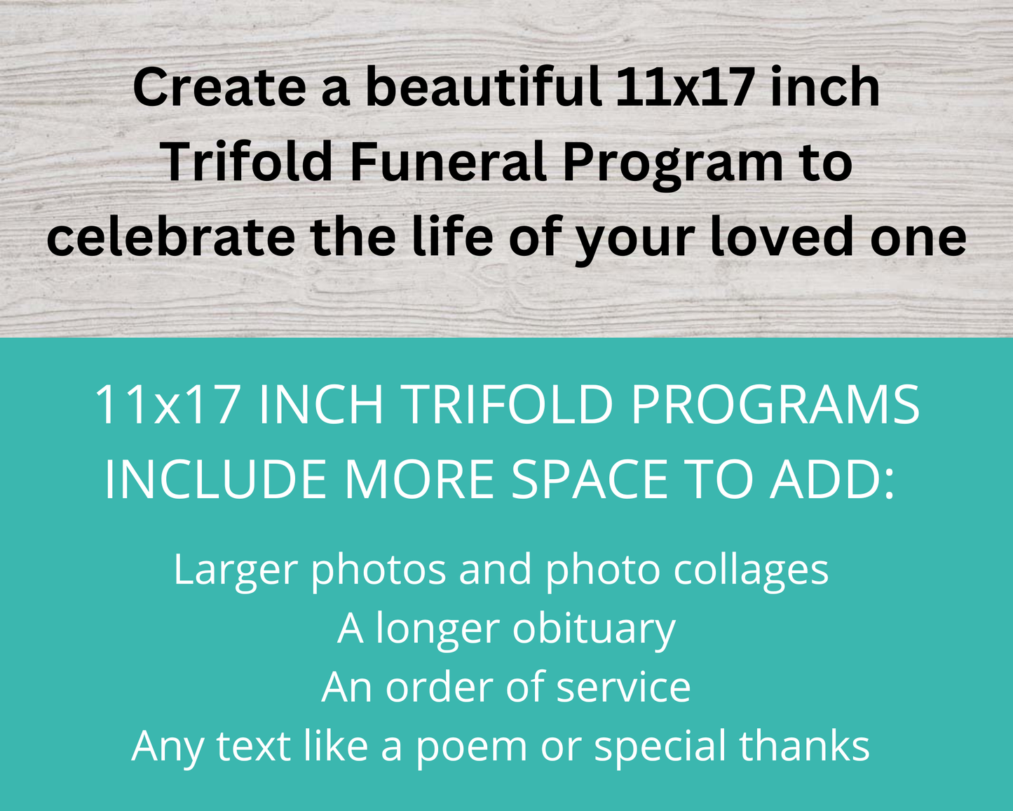 11x17 Trifold Beach Funeral Program Template
