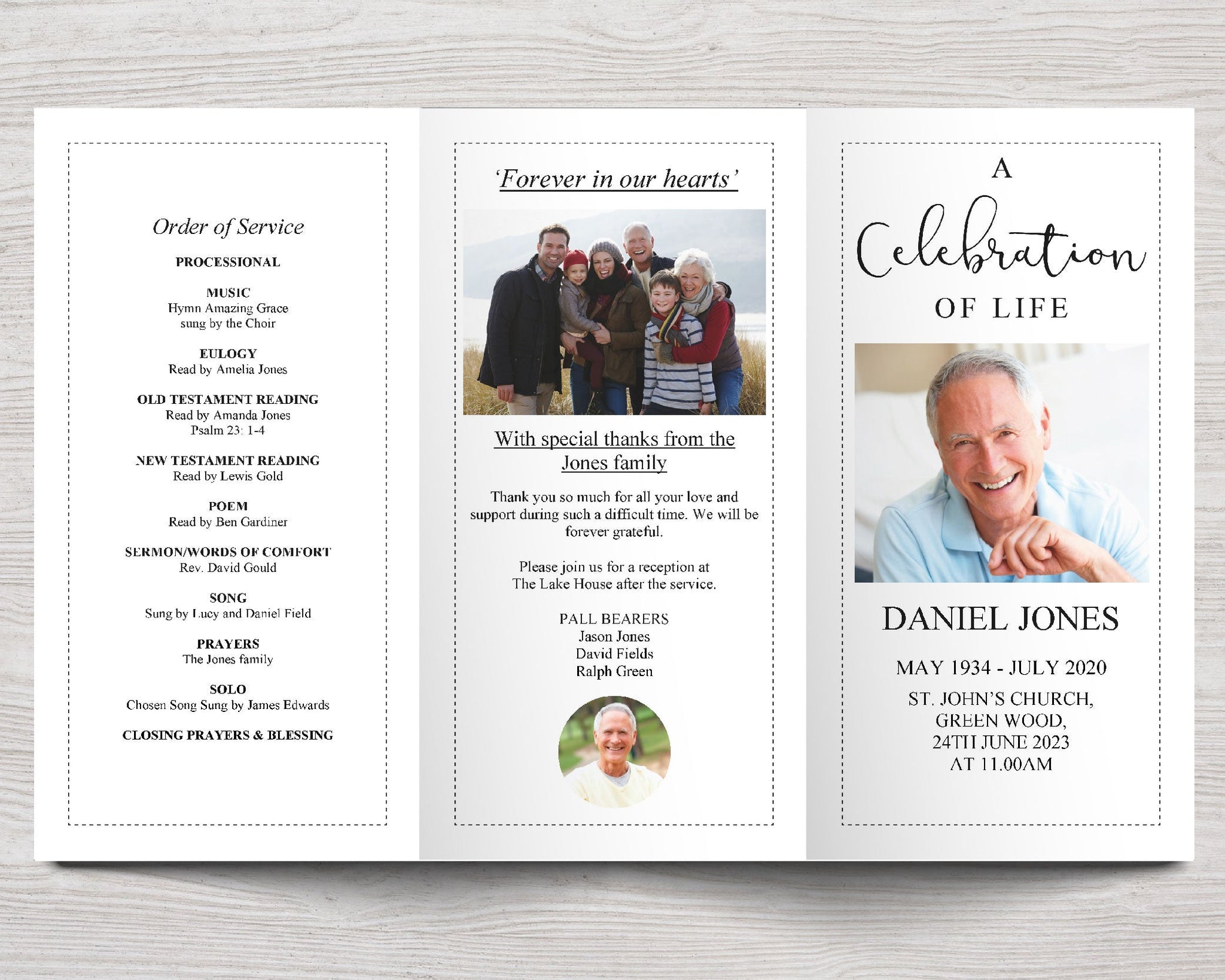 11x17 Trifold Essential Funeral Program Template – Funeral Templates