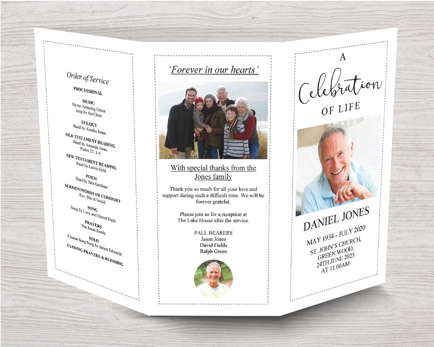 11x17 Trifold Essential Funeral Program Template