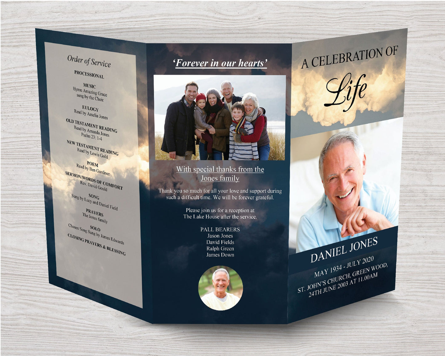 11x17 Trifold Sky Funeral Program Template Funeral Templates 11x17 Trifold Sky Funeral Program Template Funeral Templates