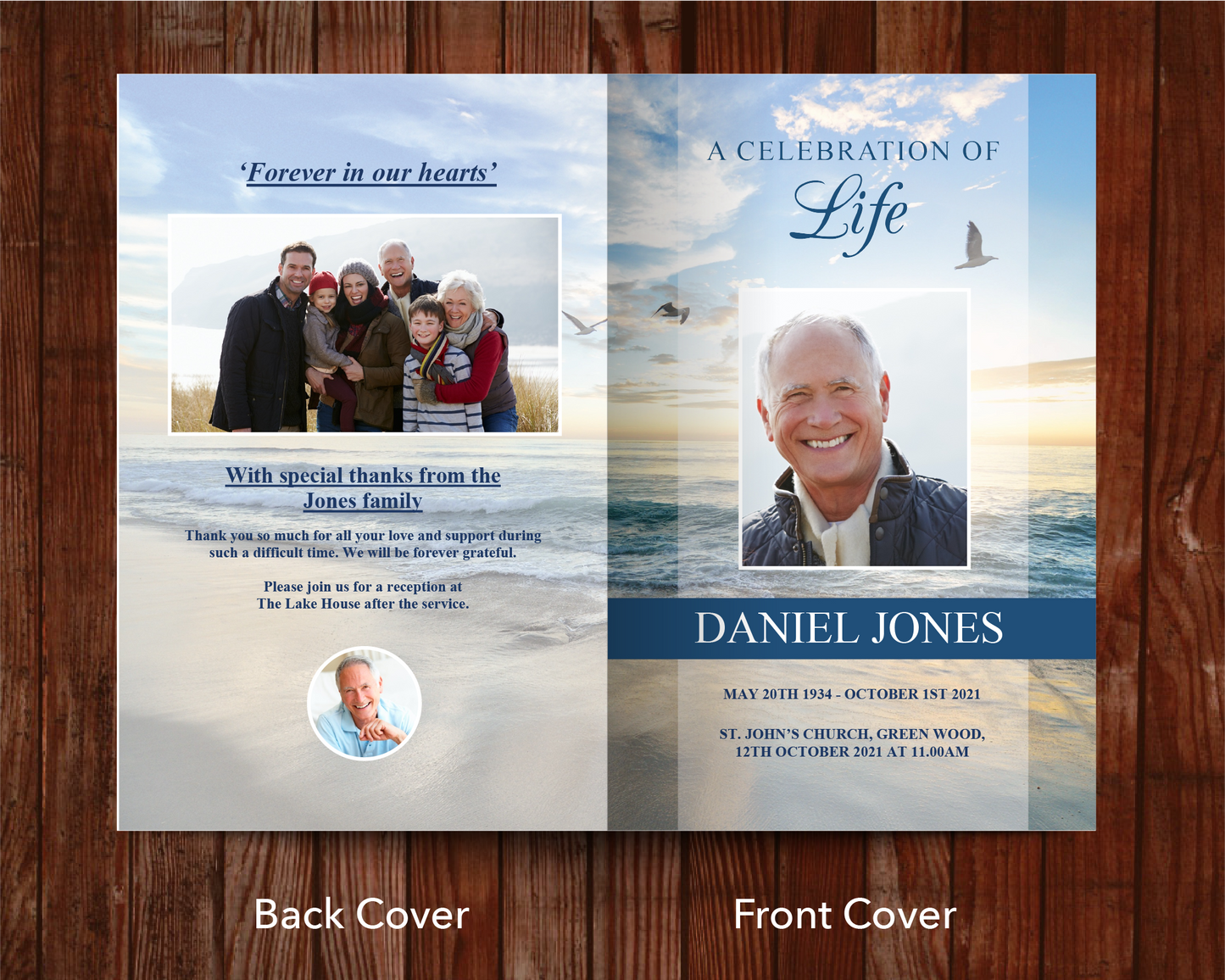 12 Page Beach Funeral Program Template