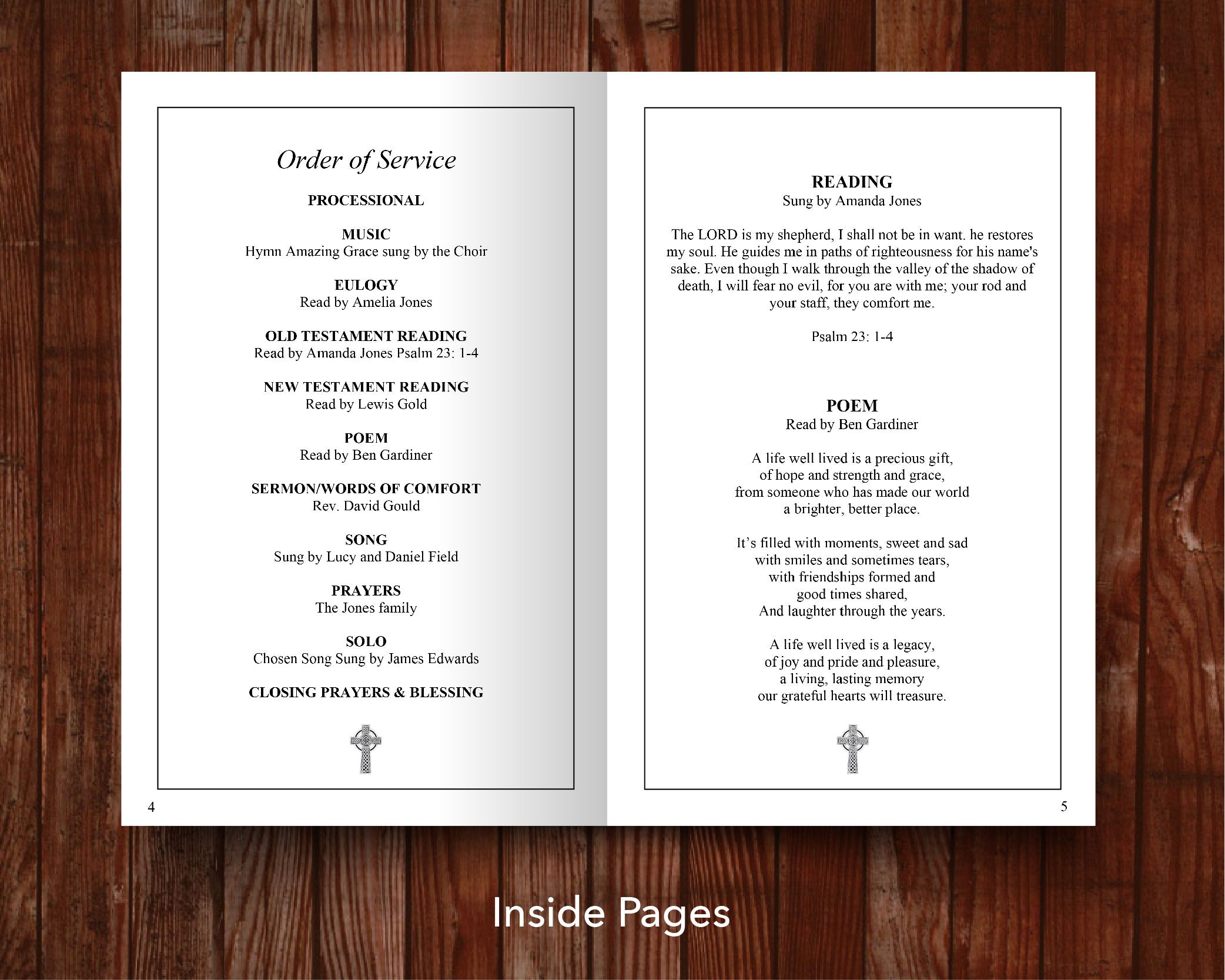 Bifold Order of Service Obituary Template Brochure Urban Bliss