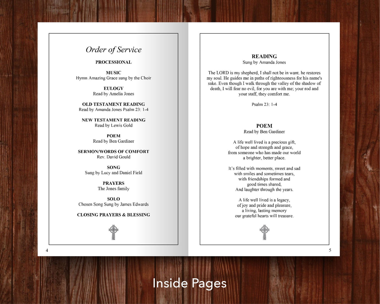 12 Page Catholic Cross Funeral Program Template