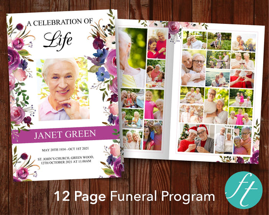 12 Page Floral Display Funeral Program Template – Funeral Templates