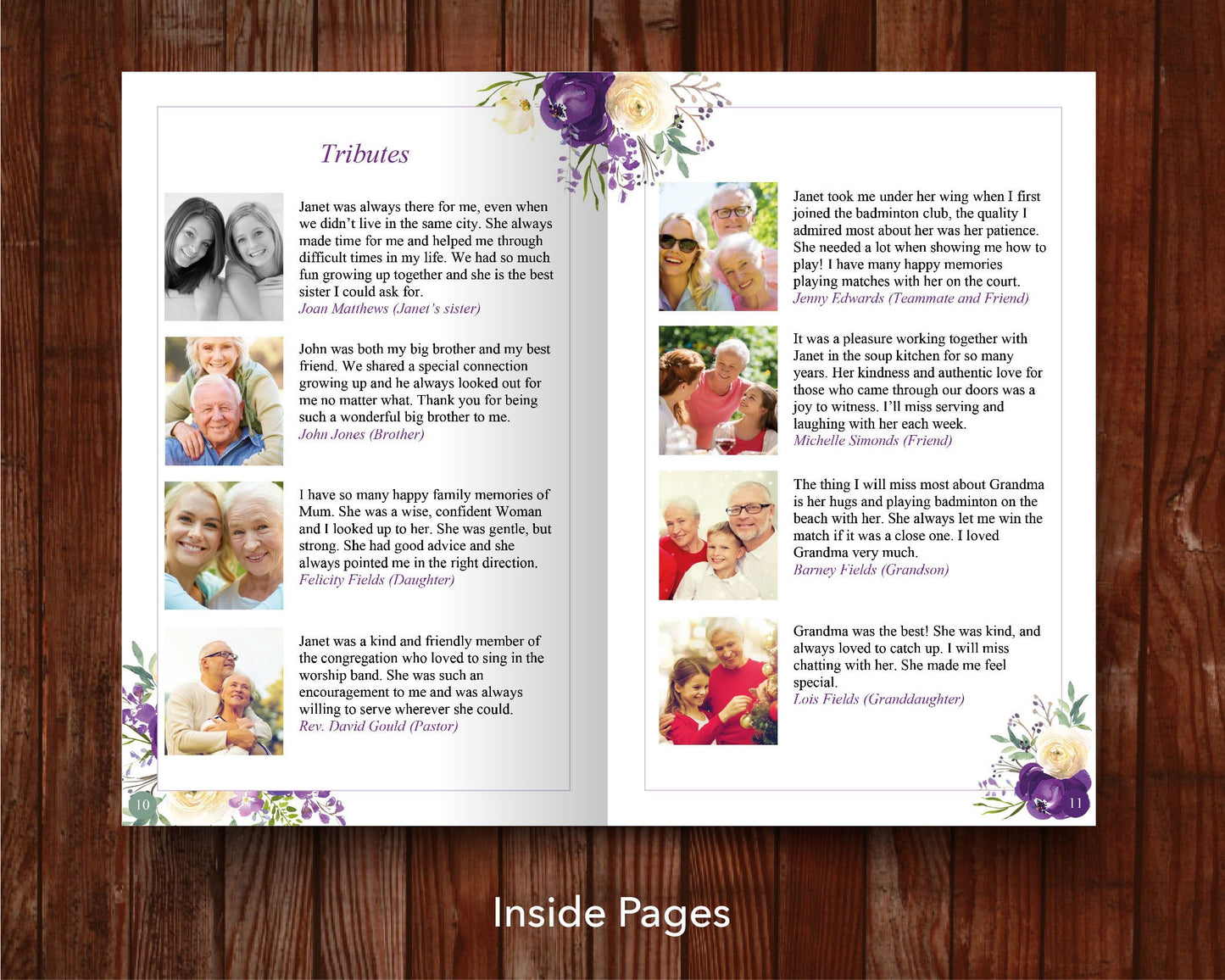 12 Page Purple Bloom Funeral Program Template