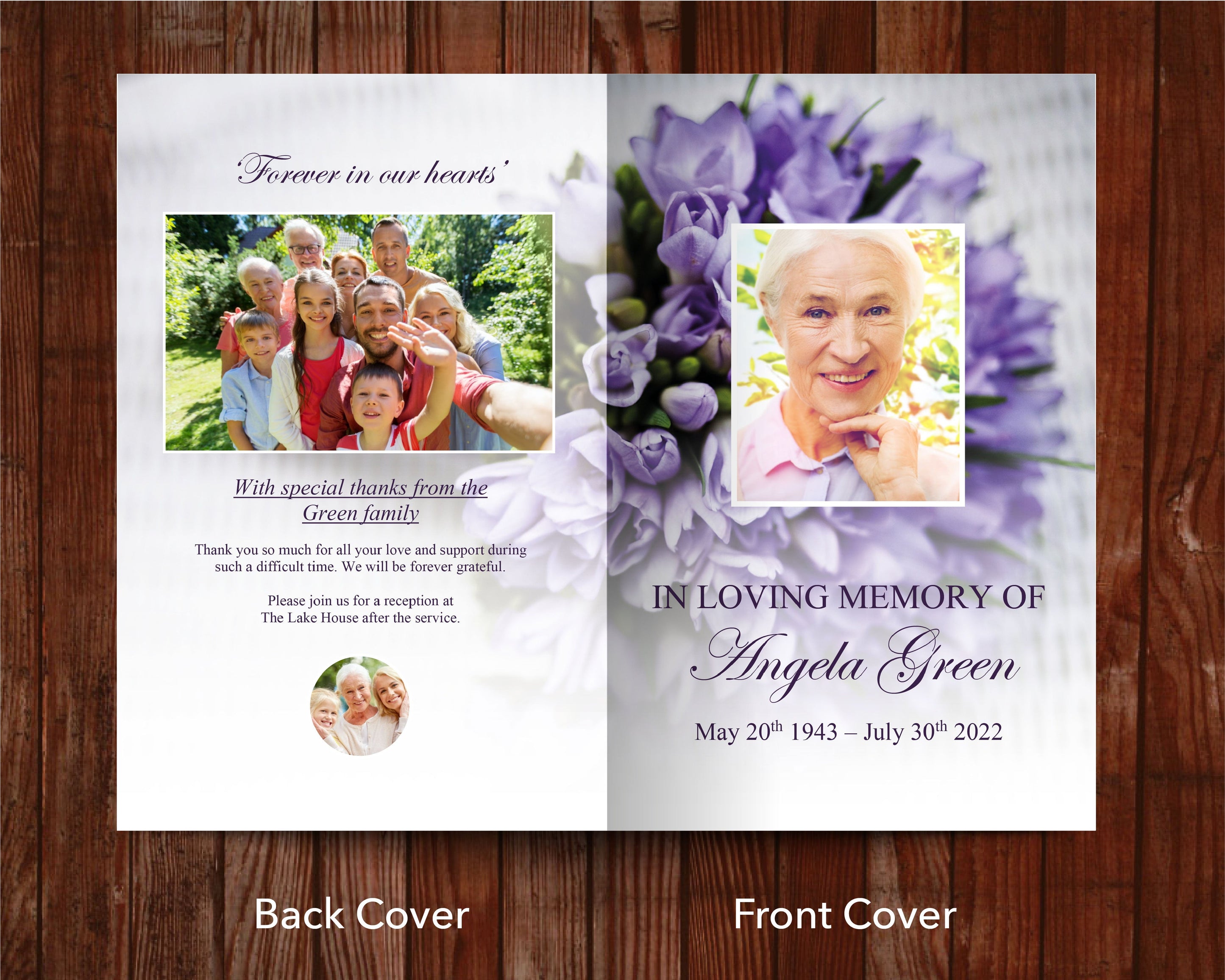 12 Page Purple Bouquet Funeral Program Template – Funeral Templates