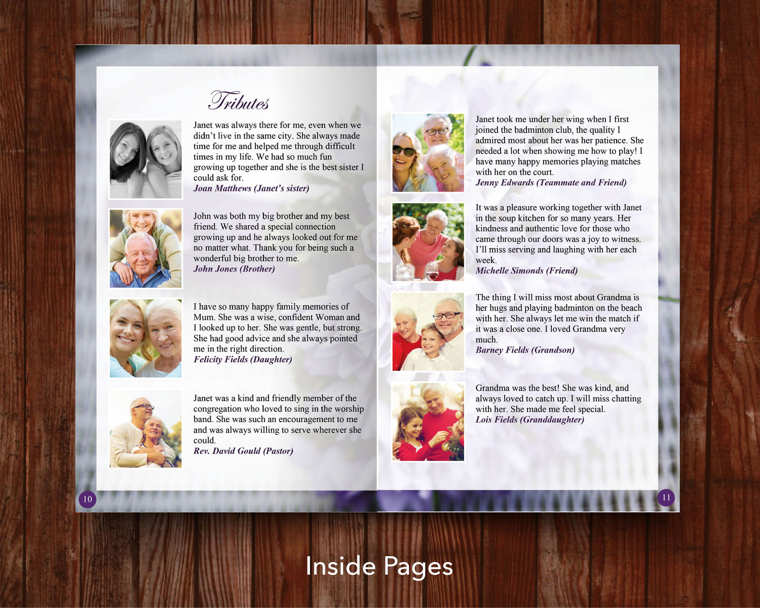 12 Page Purple Bouquet Funeral Program Template