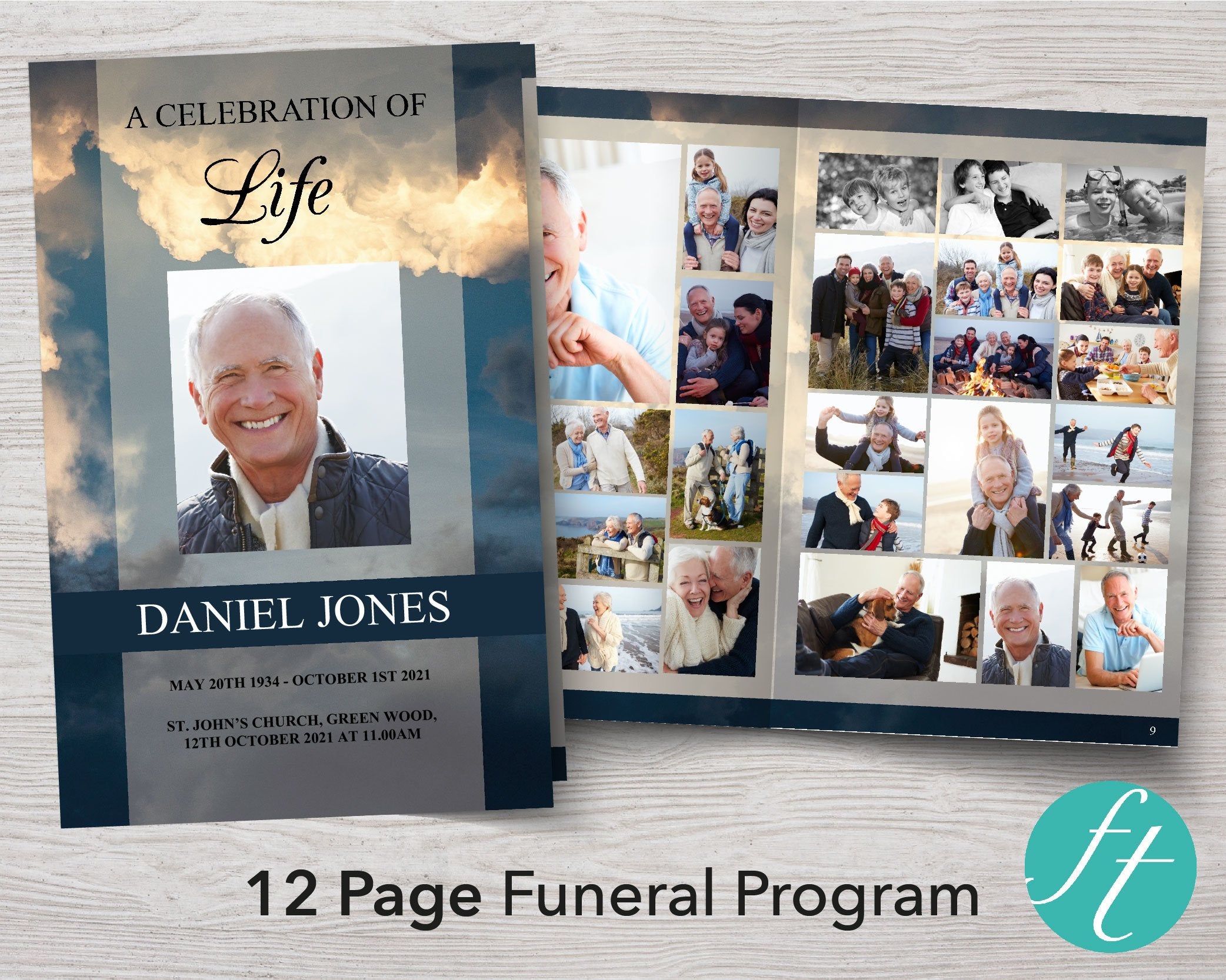 12 Page Sky Funeral Program Template – Funeral Templates