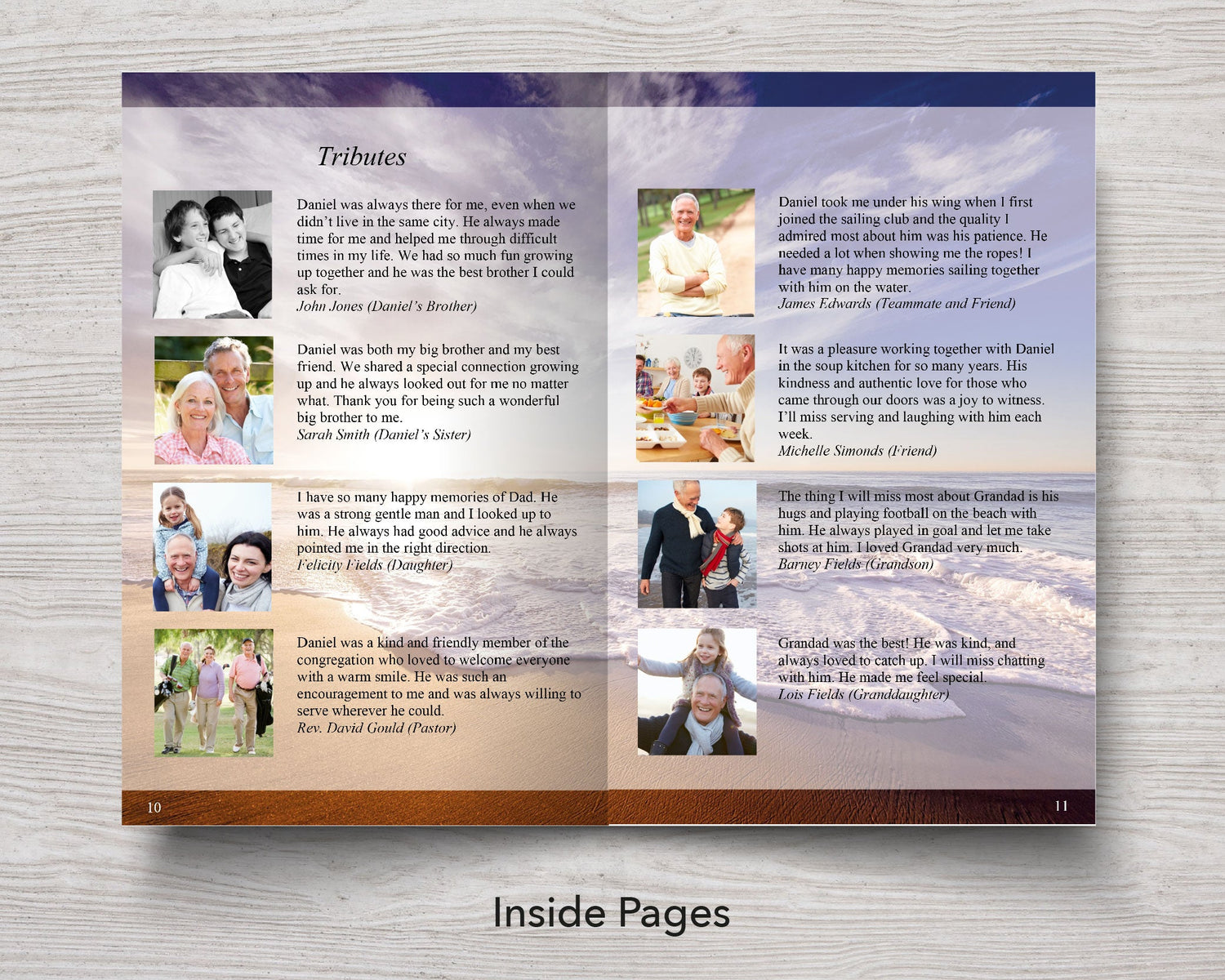 12 Page Waves Funeral Program Template