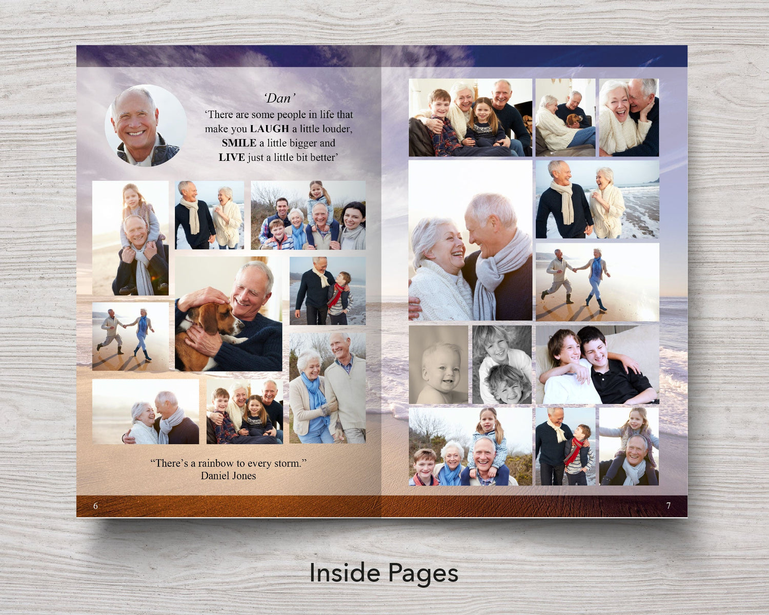 12 Page Waves Funeral Program Template