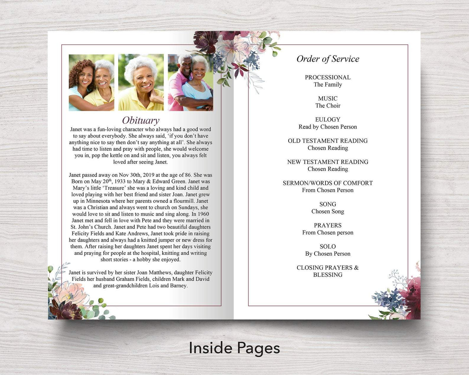 4 Page Autumnal Funeral Program Template