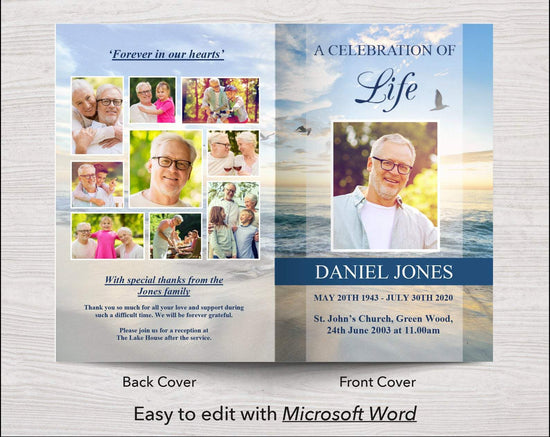 4 Page Beach Funeral Program Template – Funeral Templates